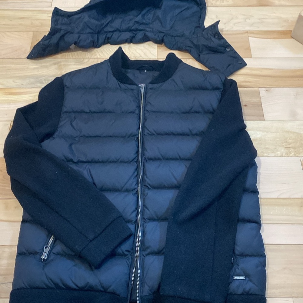 Men's Woolrich Black Puffer and Wool Jacket - Picture 15 of 16